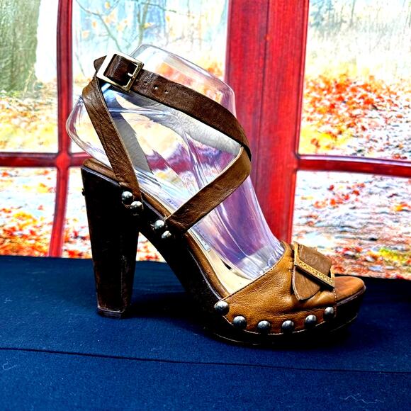 Jimmy Choo Leather Chunky Platform Shoes Brown size 37 (6.5)